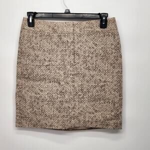NWT LOFT Tan 100% Linen Floral Geometric Mini Skirt Women's 6